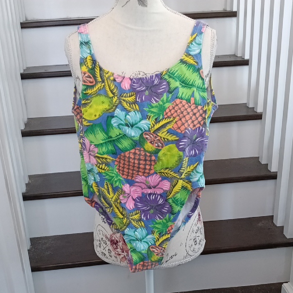 ! Vintage 90s Bikini Village Tropical One Piece Bathing Suit
